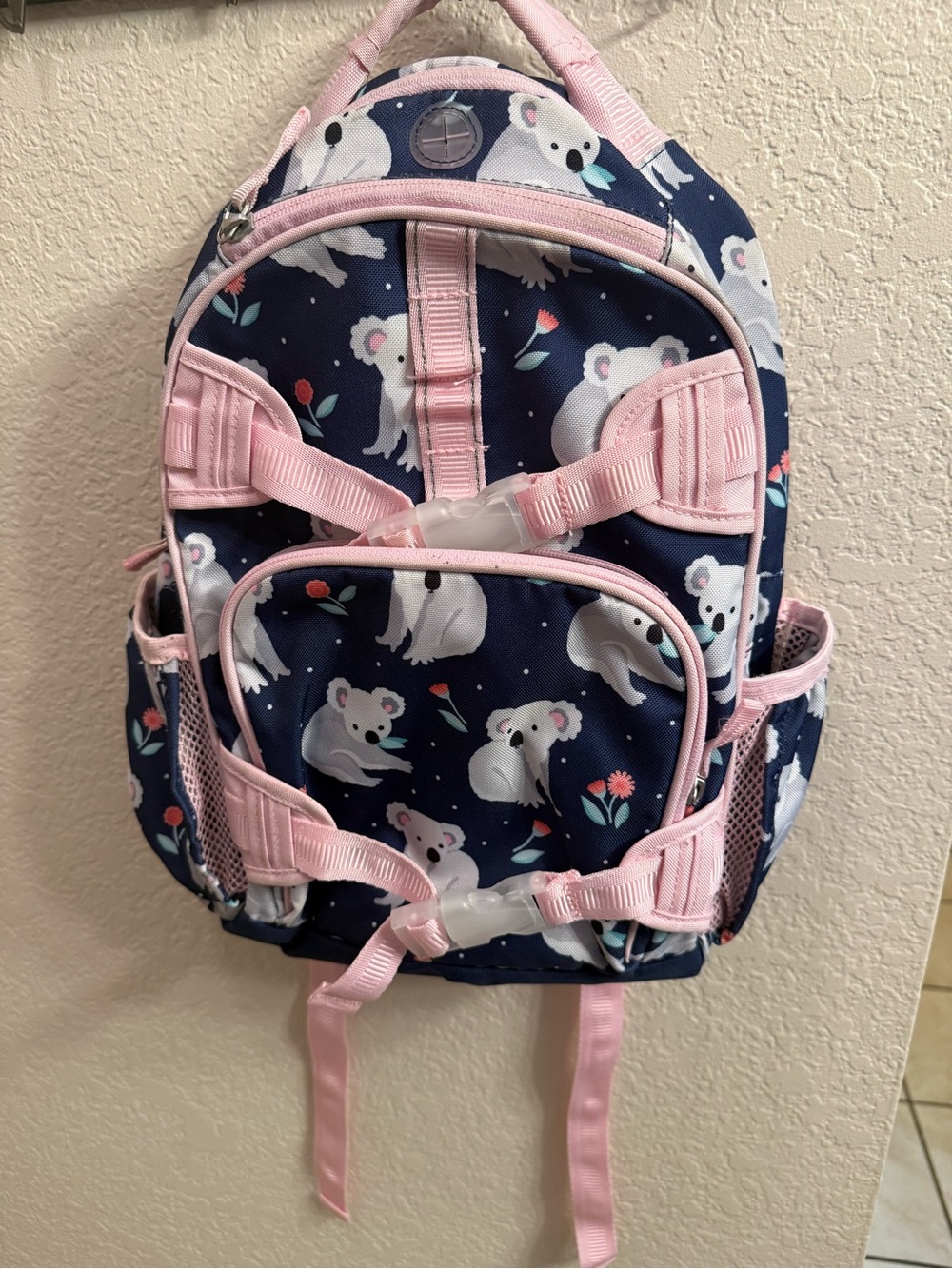 Pottery Barn Kids Mackenzie Pink Navy Koala Print Backpack Small